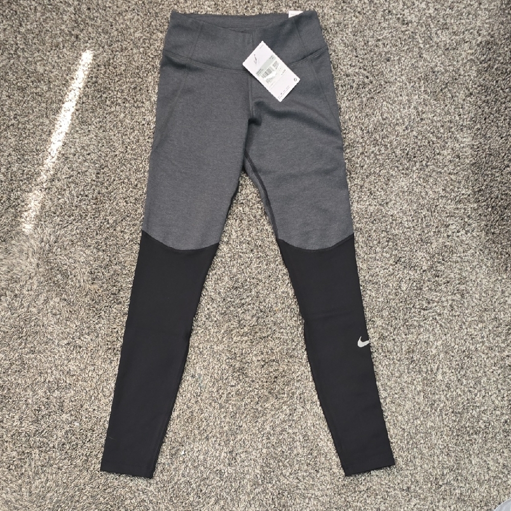 Nike Gray and Black Colorblock Leggings